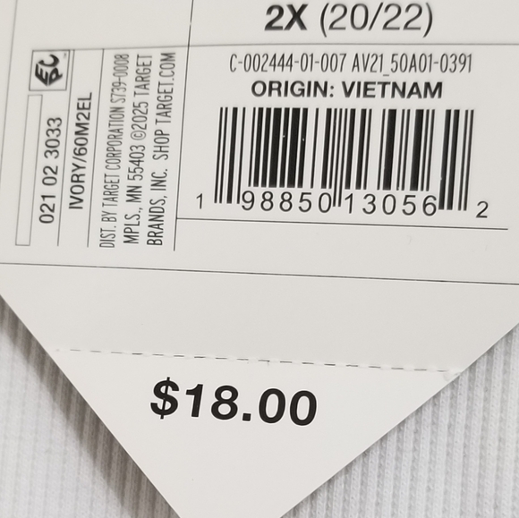 NWT Ava & Viv Ivory Black Trim Tank Top Size 2X - Picture 4 of 6